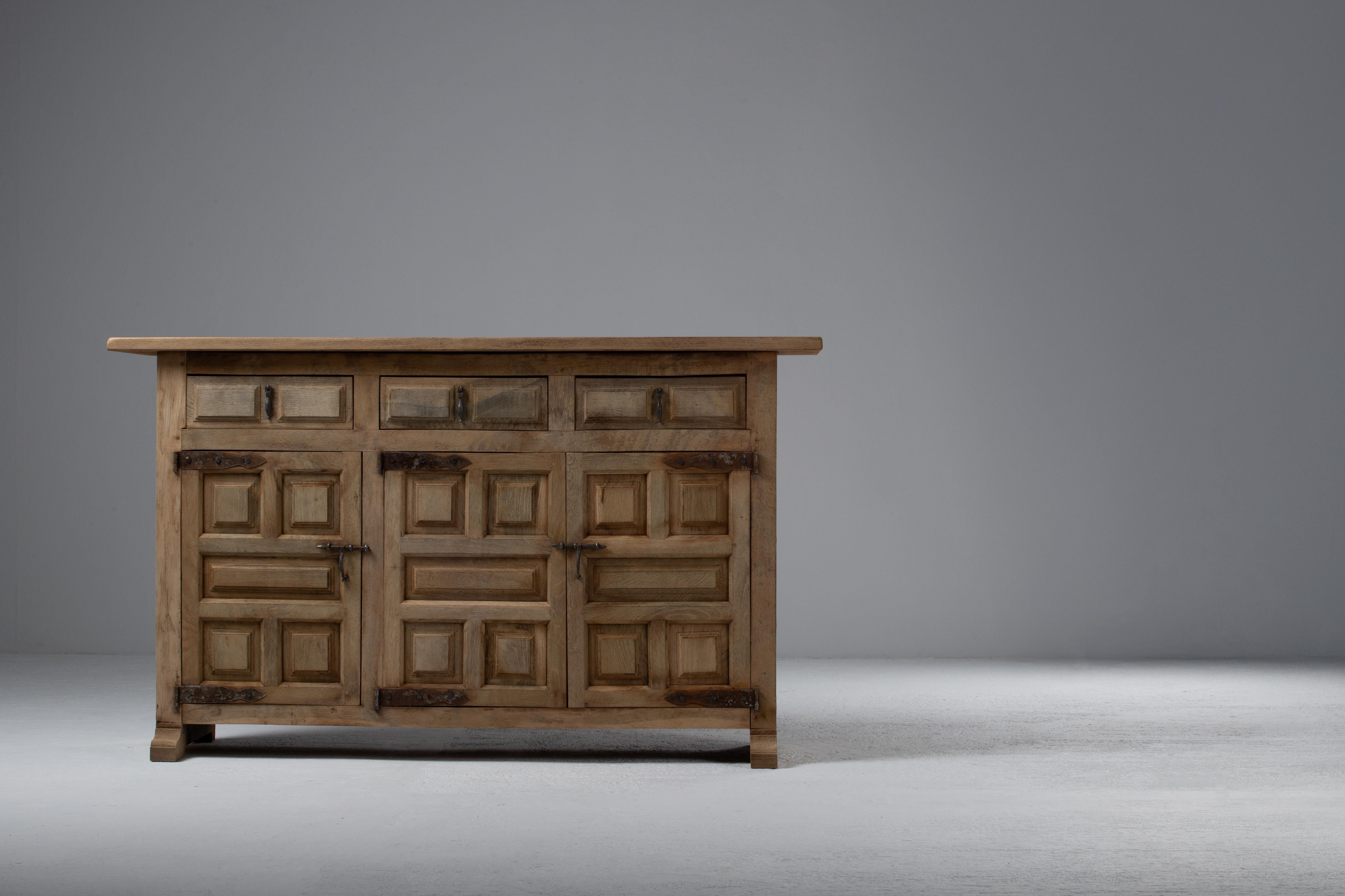 Spanish Revival Bleached Oak Buffet, 1930s

