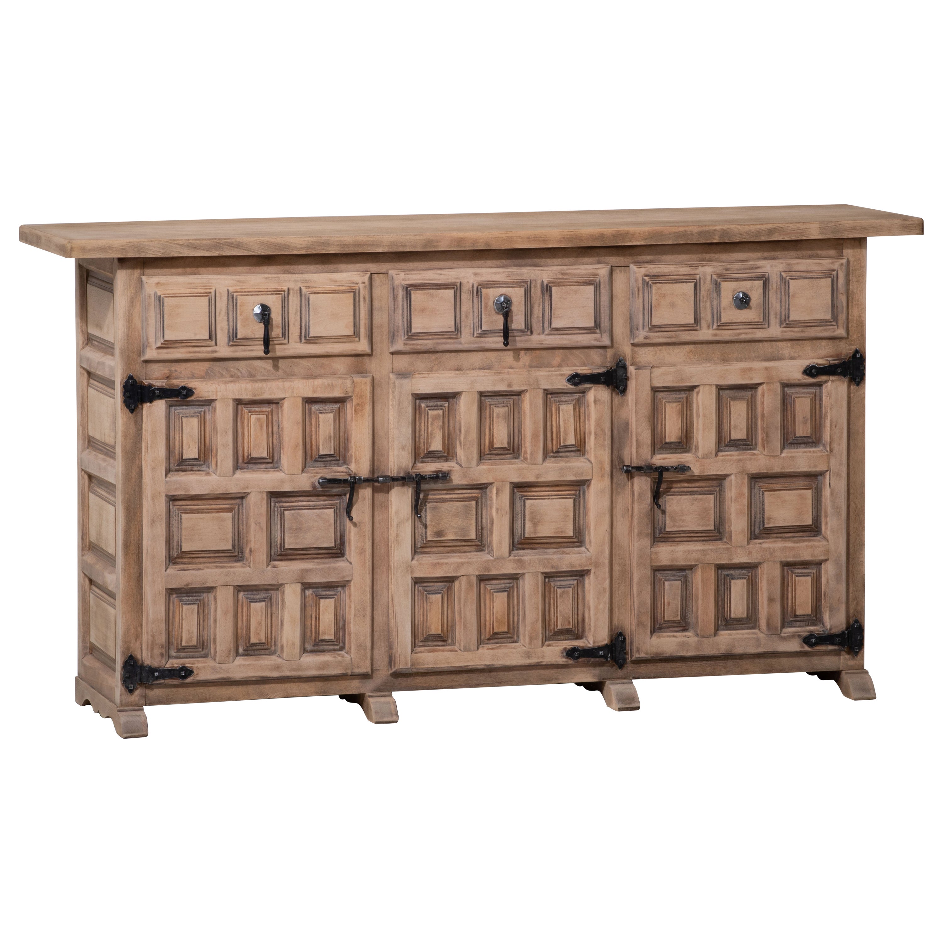 1930s Tuscan-Style Spanish Solid Walnut Three-Door Buffet