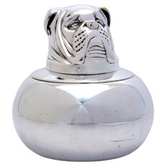 1930's UK Silver Plate Unique Bulldog Ice Bucket