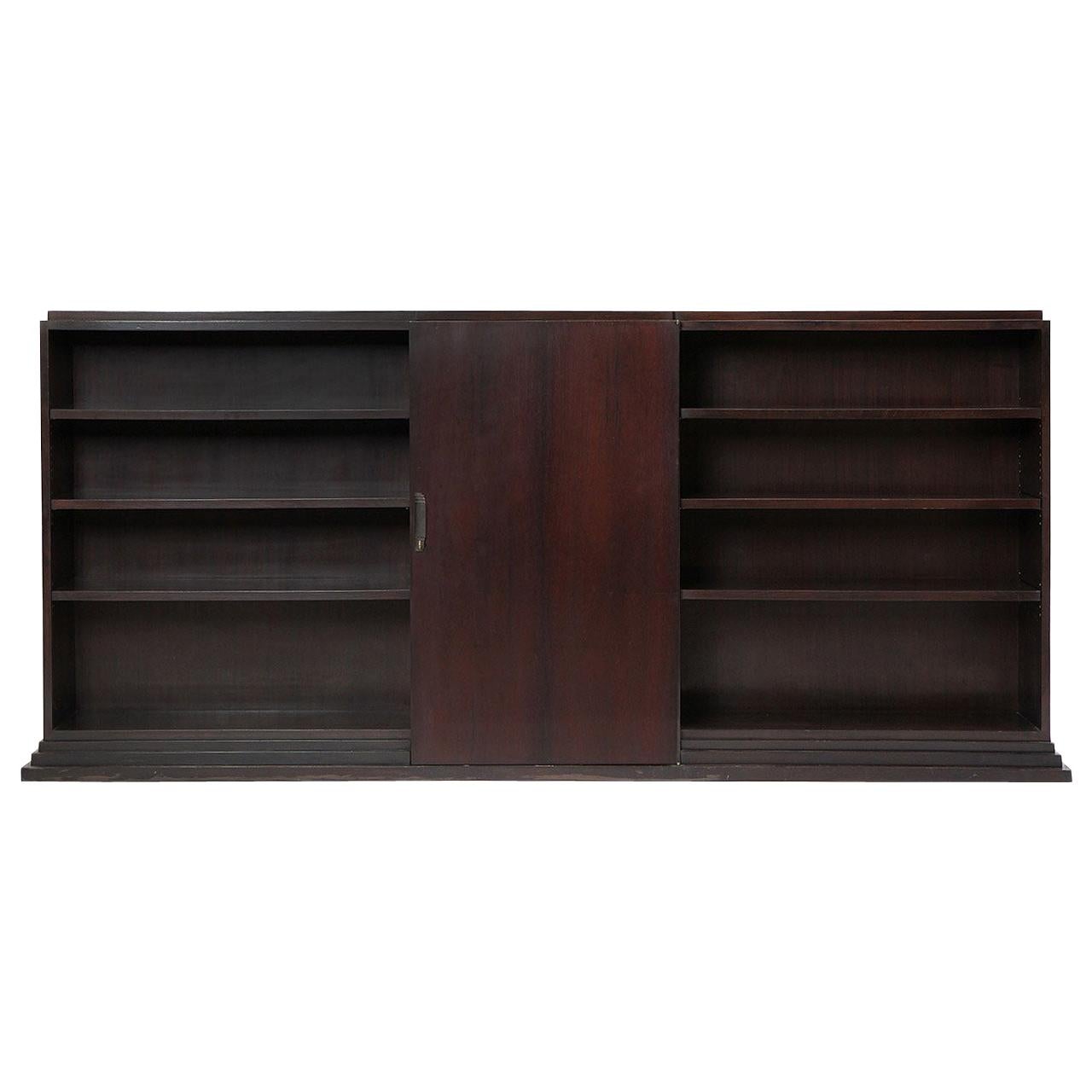 1930s Unattributed French Modernist Rosewood Bookcase For Sale