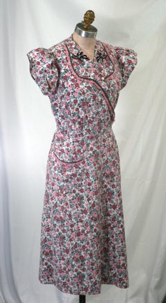 1930's Upcycled House Dress with Embroidery, Studio VL