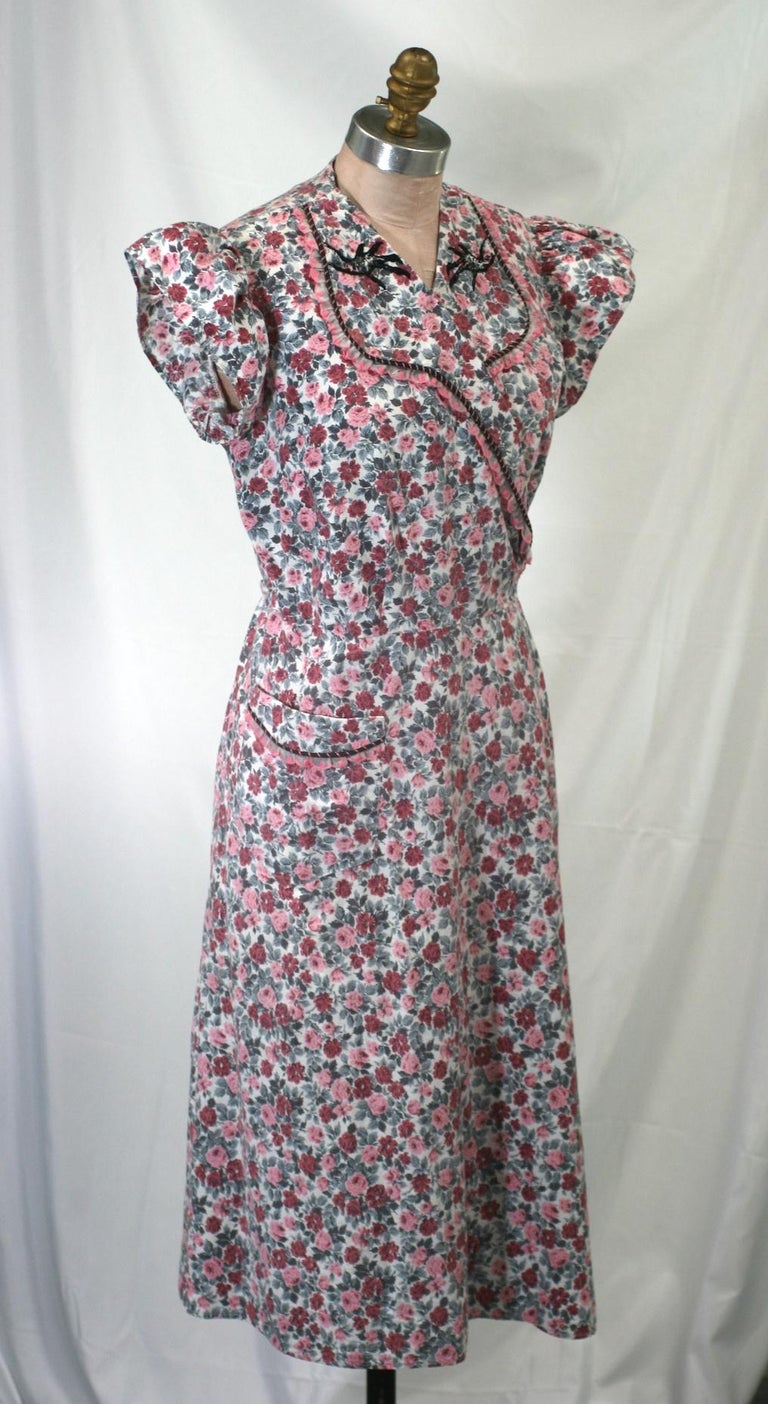 1930's Upcycled House Dress with Embroidery, Studio VL
