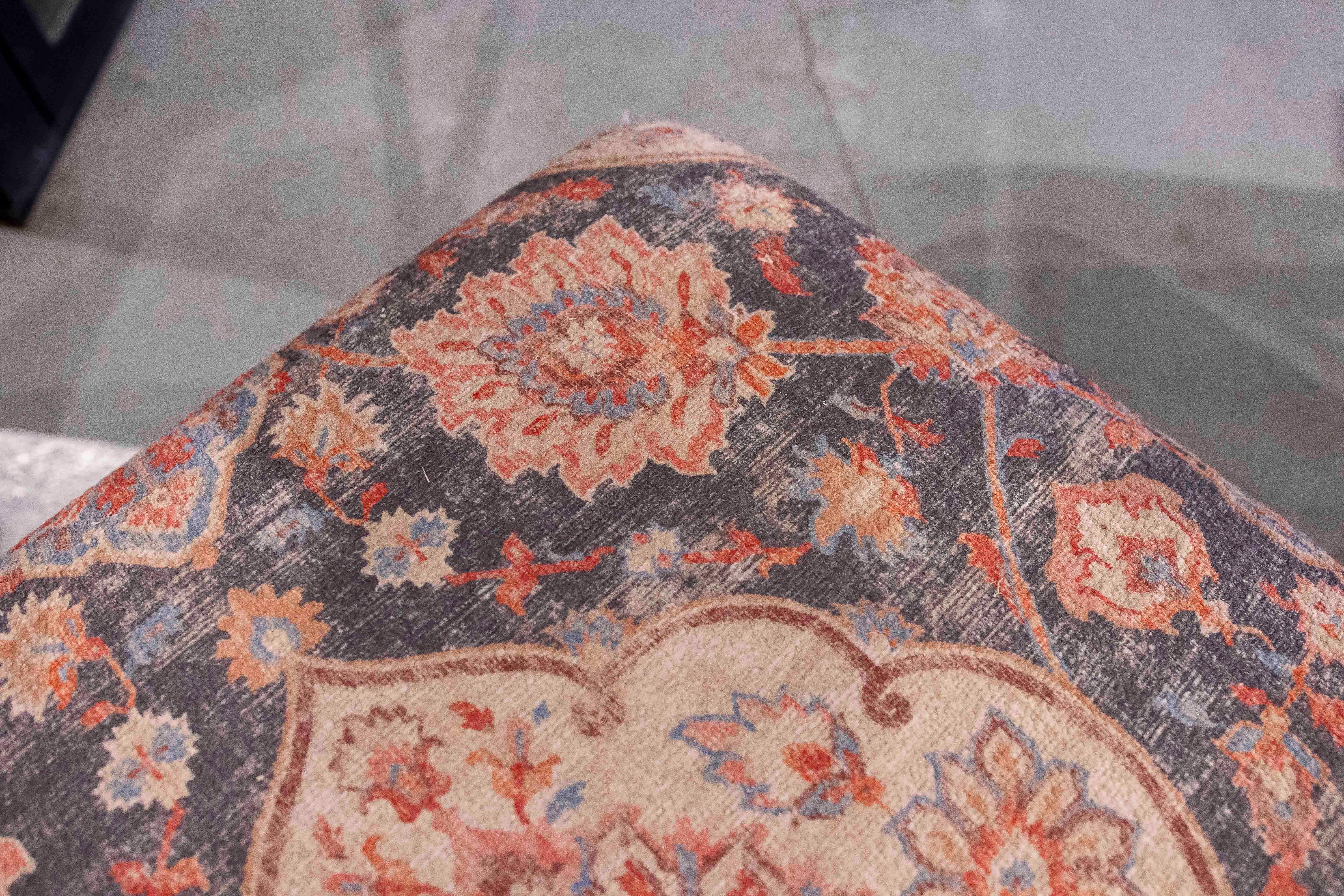 1930s Upholstered Ottoman Bench with Oriental-inspired Floral Print For Sale 1