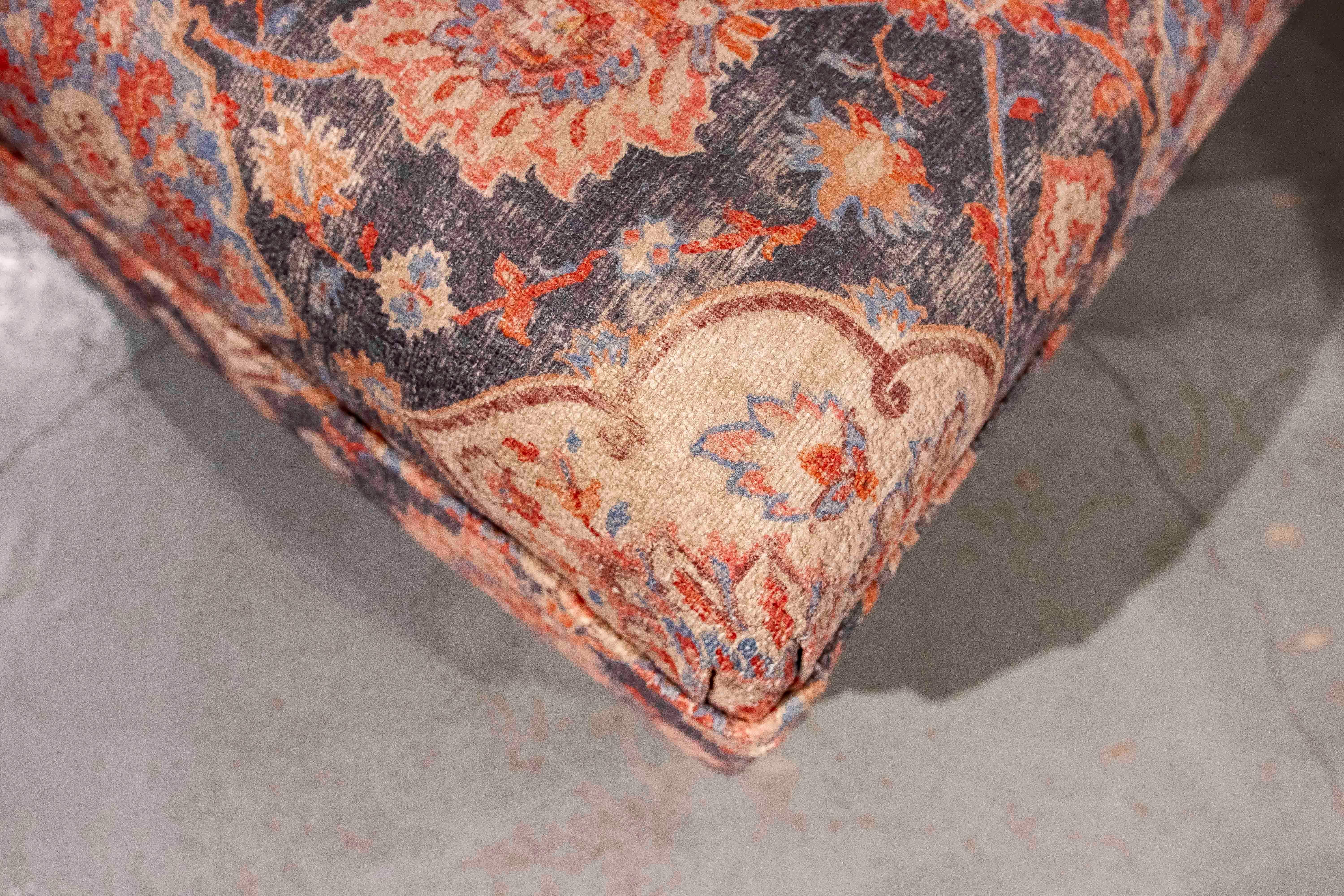 1930s Upholstered Ottoman Bench with Oriental-inspired Floral Print For Sale 3