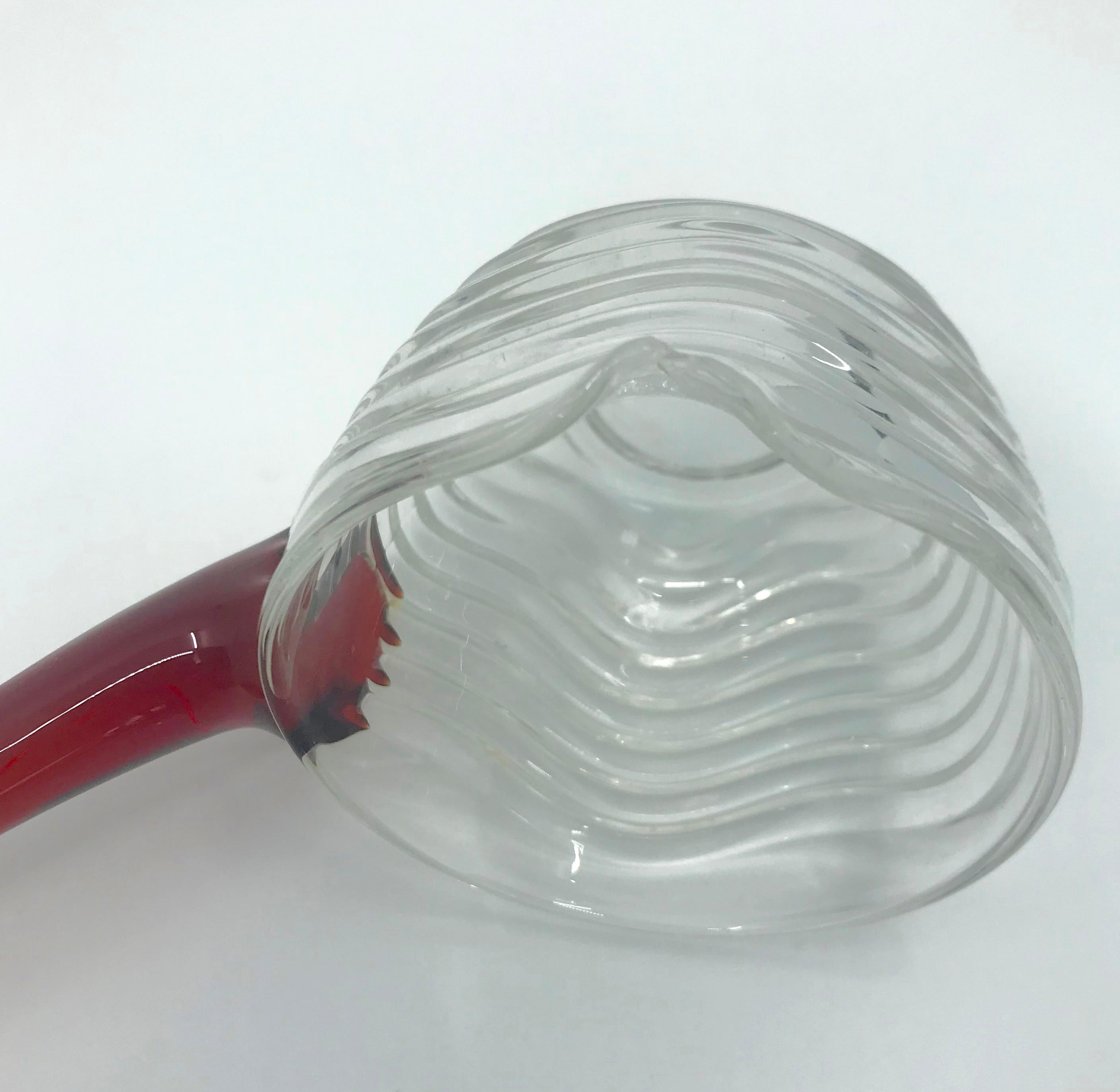 1930s Valentine Red and Clear Glass Deco Punch Bowl Set 2