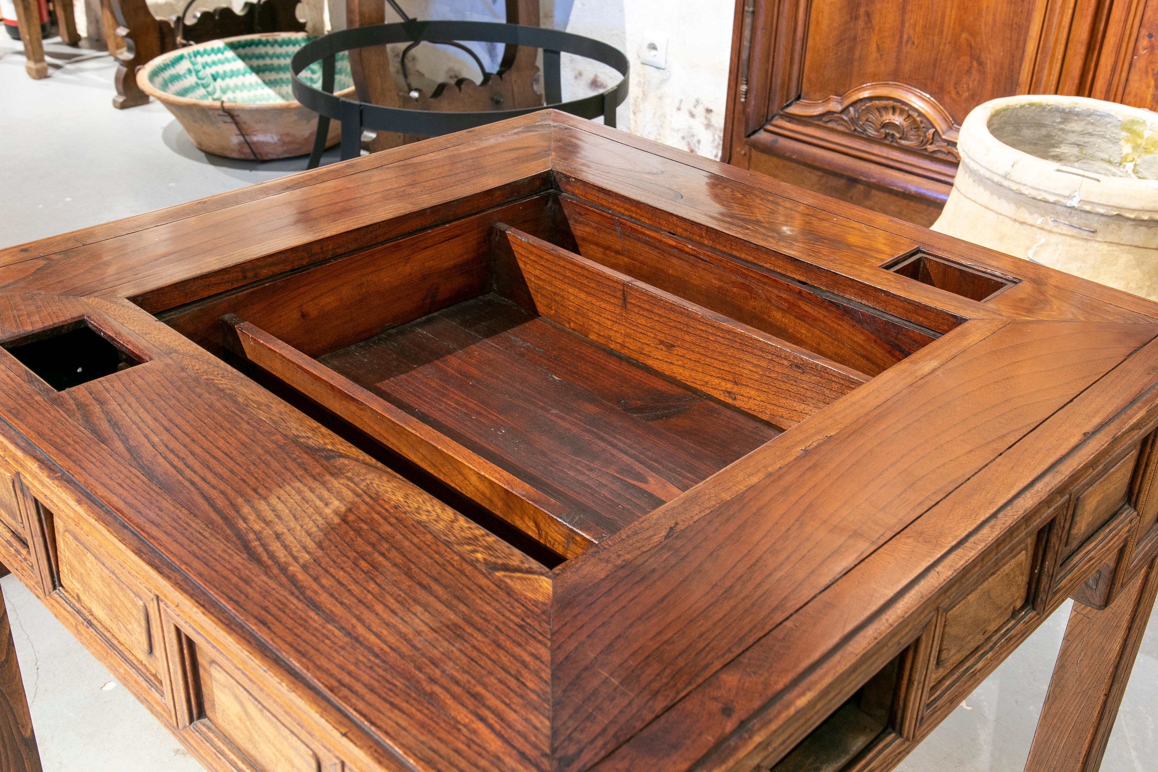 1930s Varnished Wooden Gaming Table with Drawers  For Sale 12
