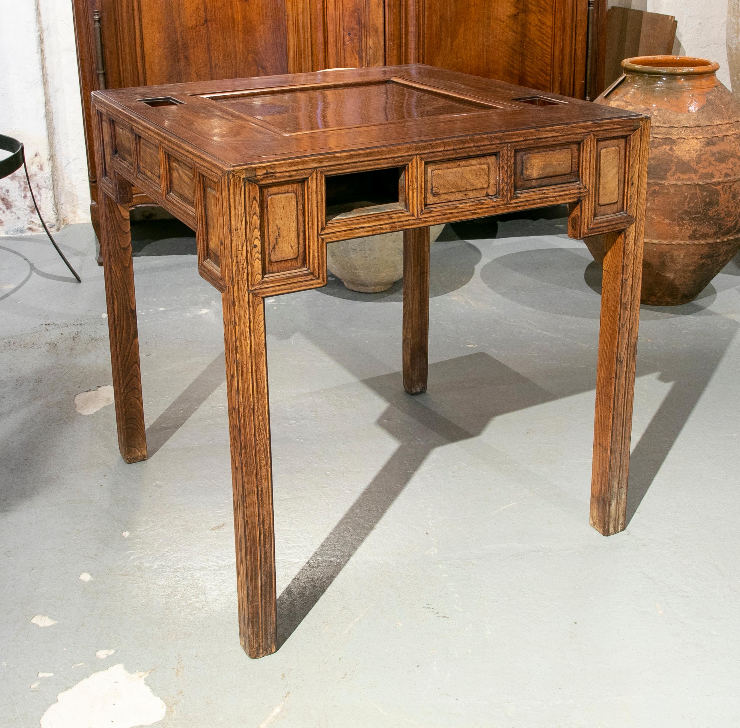 19th Century 1930s Varnished Wooden Gaming Table with Drawers  For Sale