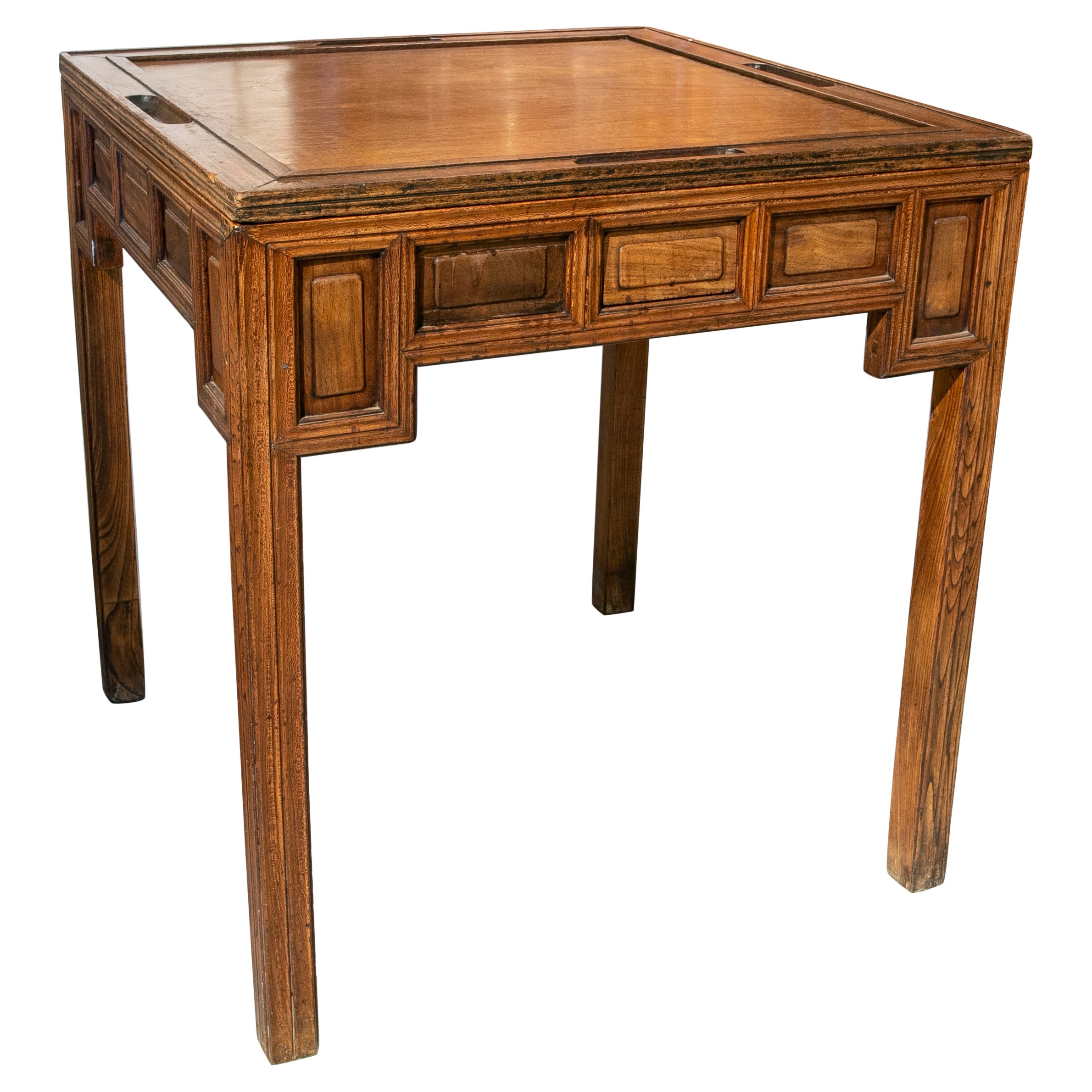 Mesa de juego de madera barnizada con cajones de los años 30 en venta