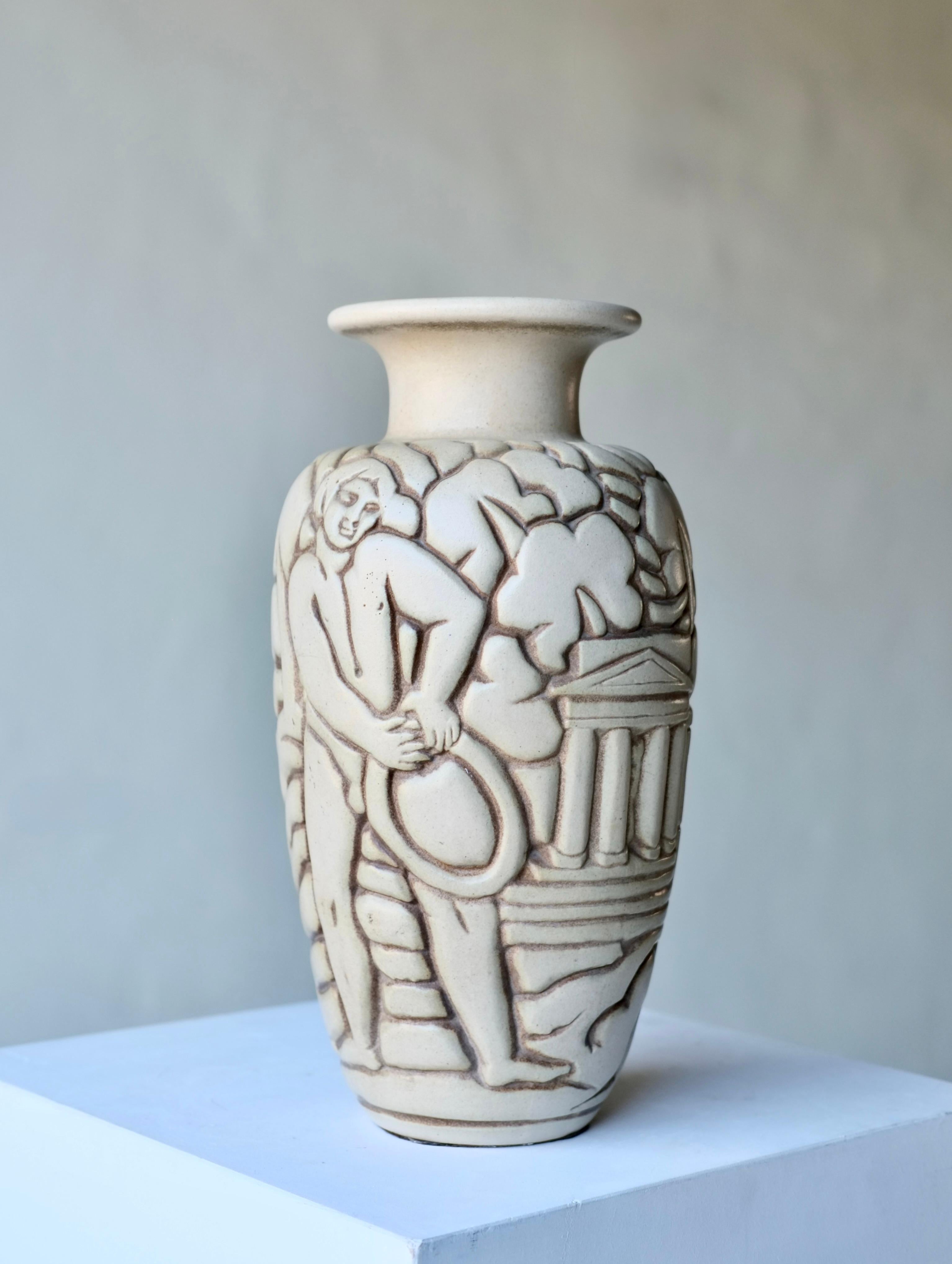 Ceramica Vaso del 1930 di Gaston Goor per Mougin, Nancy, Francia in vendita