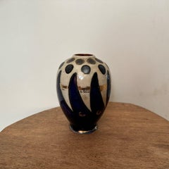 Vase des années 1930 - Manufacture Quimper OdETTA avec reflets dorés