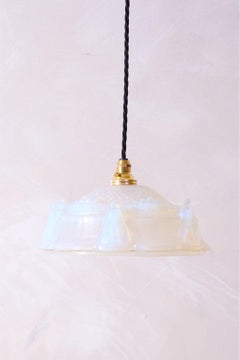 1930's Vaseline glass pendant lights - 1 available
