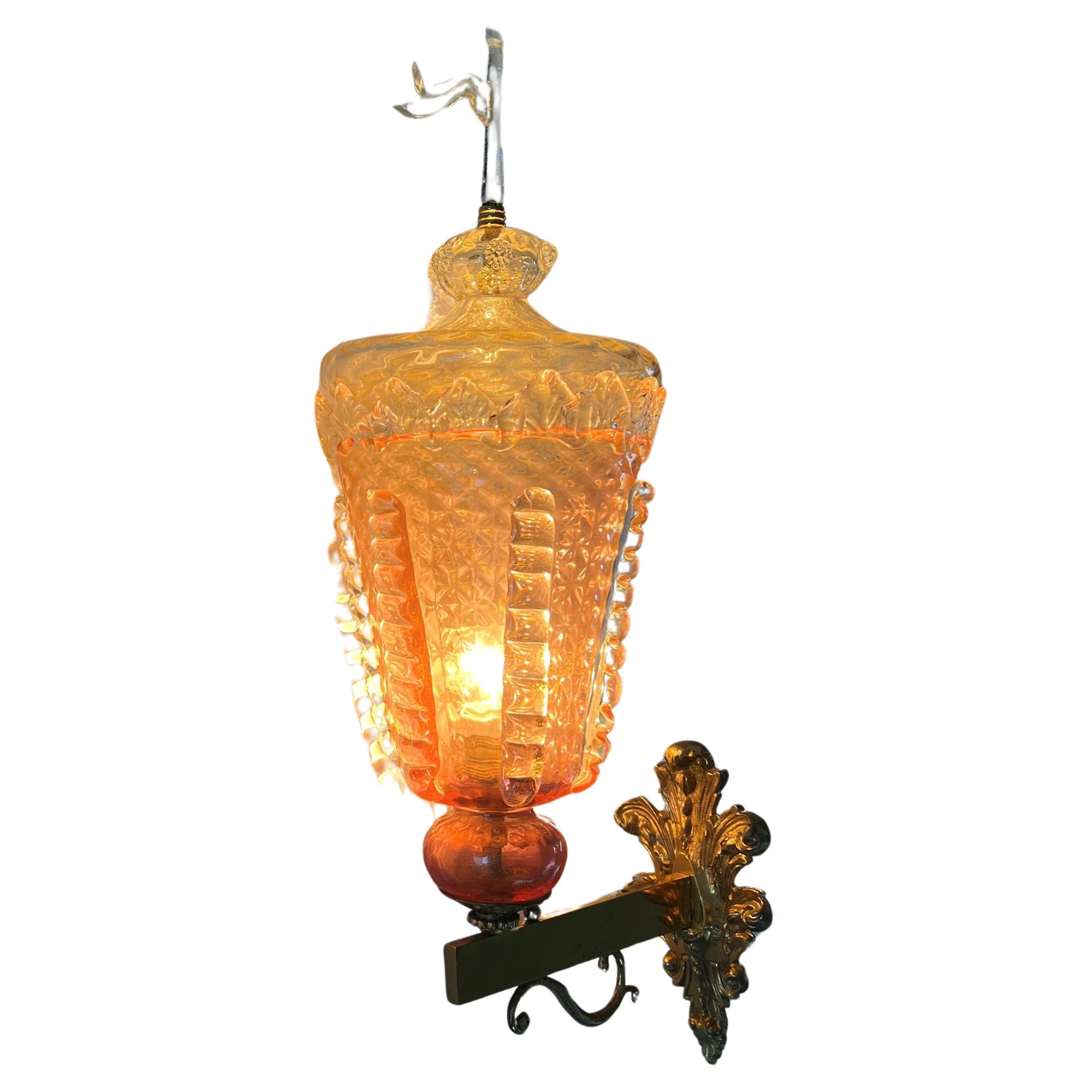 1930s Venetian Lantern Wall light, Manufactured in Murano Glass, Barovier attr. For Sale