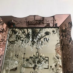 1930s Venetian Rose Glass Bevelled Framed Mirror