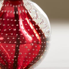 1930s Venini Bullicante Red Ball Table Lamp