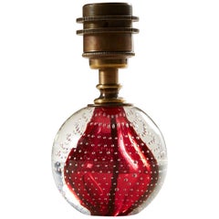 1930s Venini Bullicante Red Ball Table Lamp