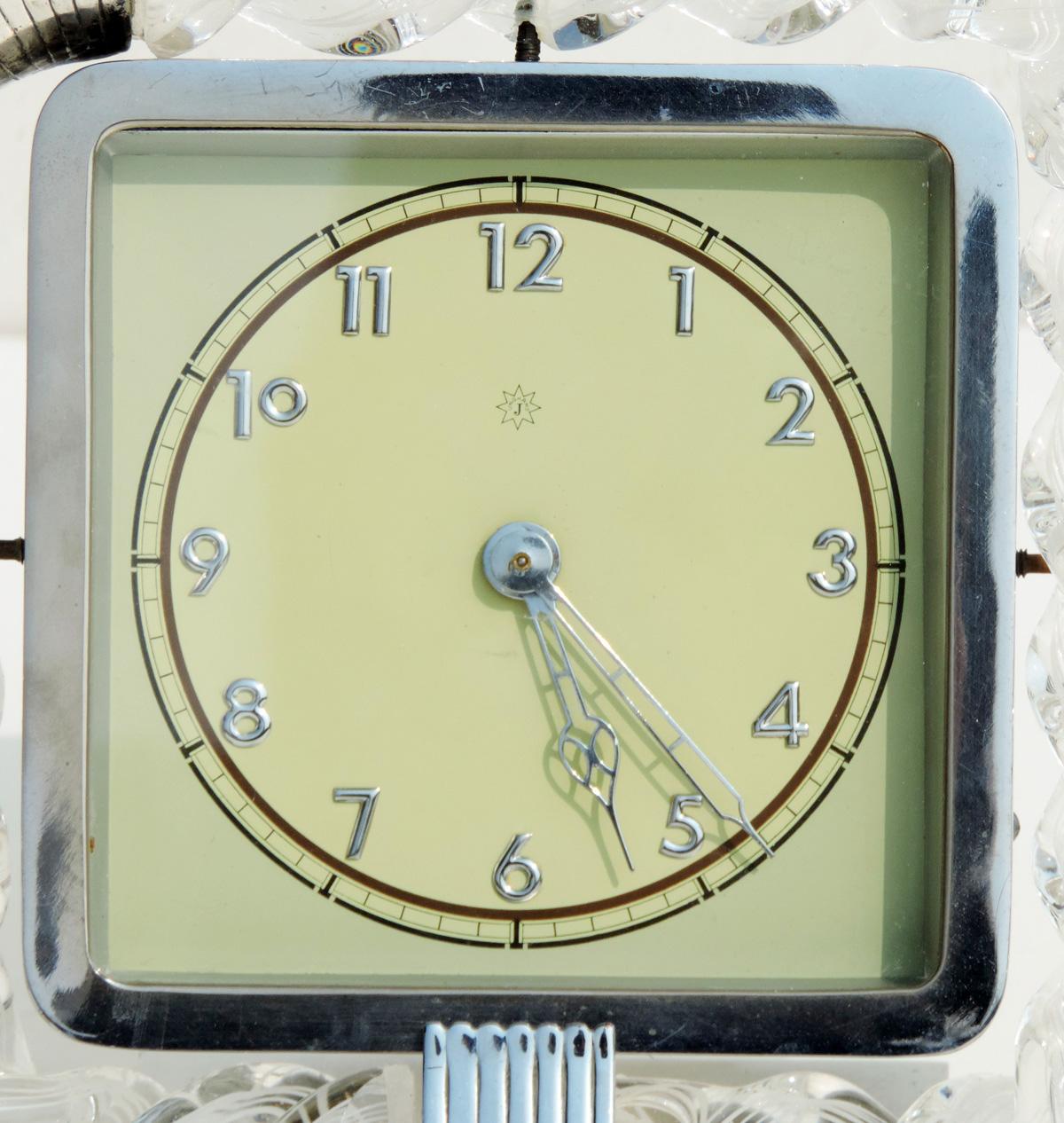 italien Horloge de table Art Déco Venini « Torchon » des années 1930 en verre de Murano torsadé en vente