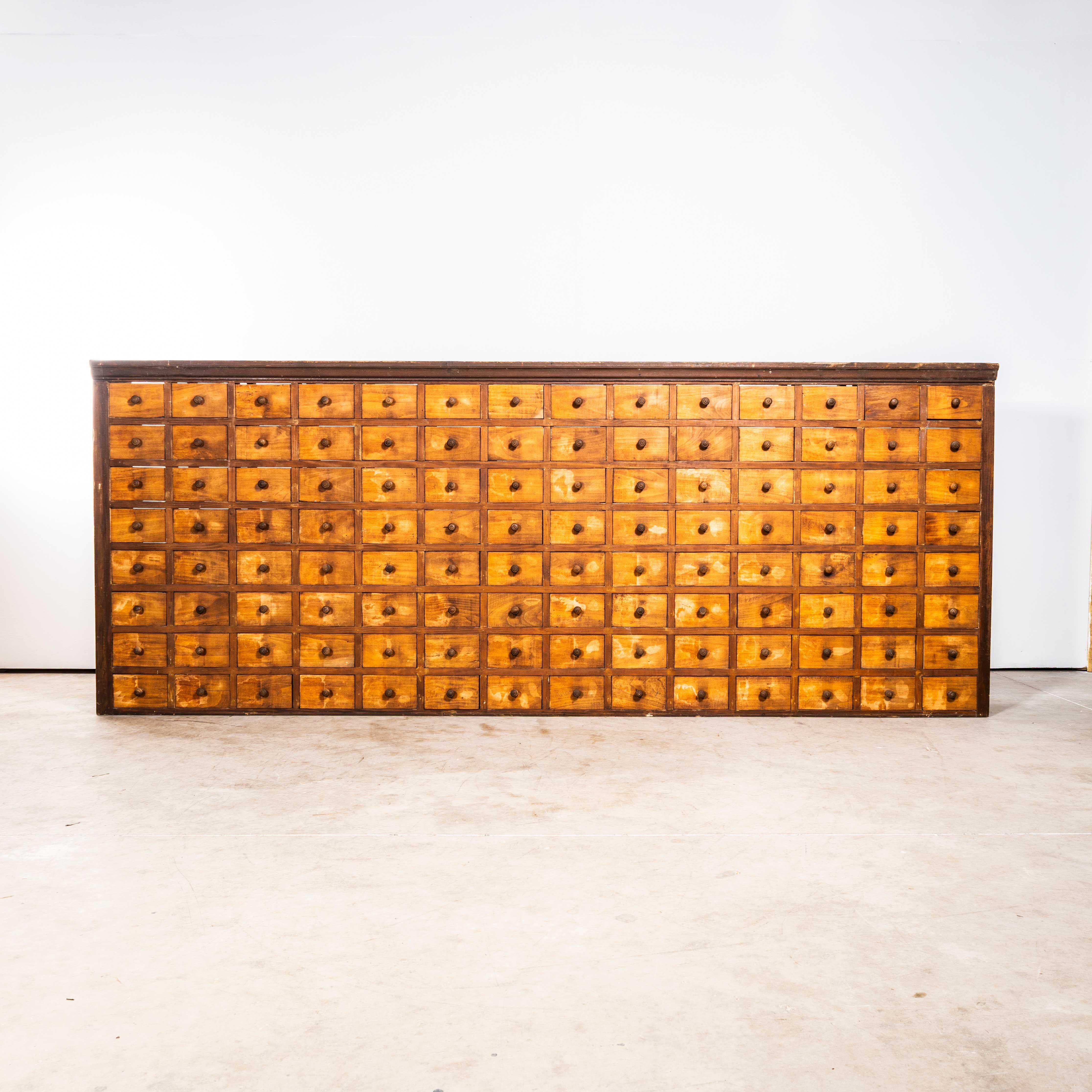 Pine 1930's Very Large Bank Of Seed Drawers  - One Hundred And Twelve Drawers For Sale