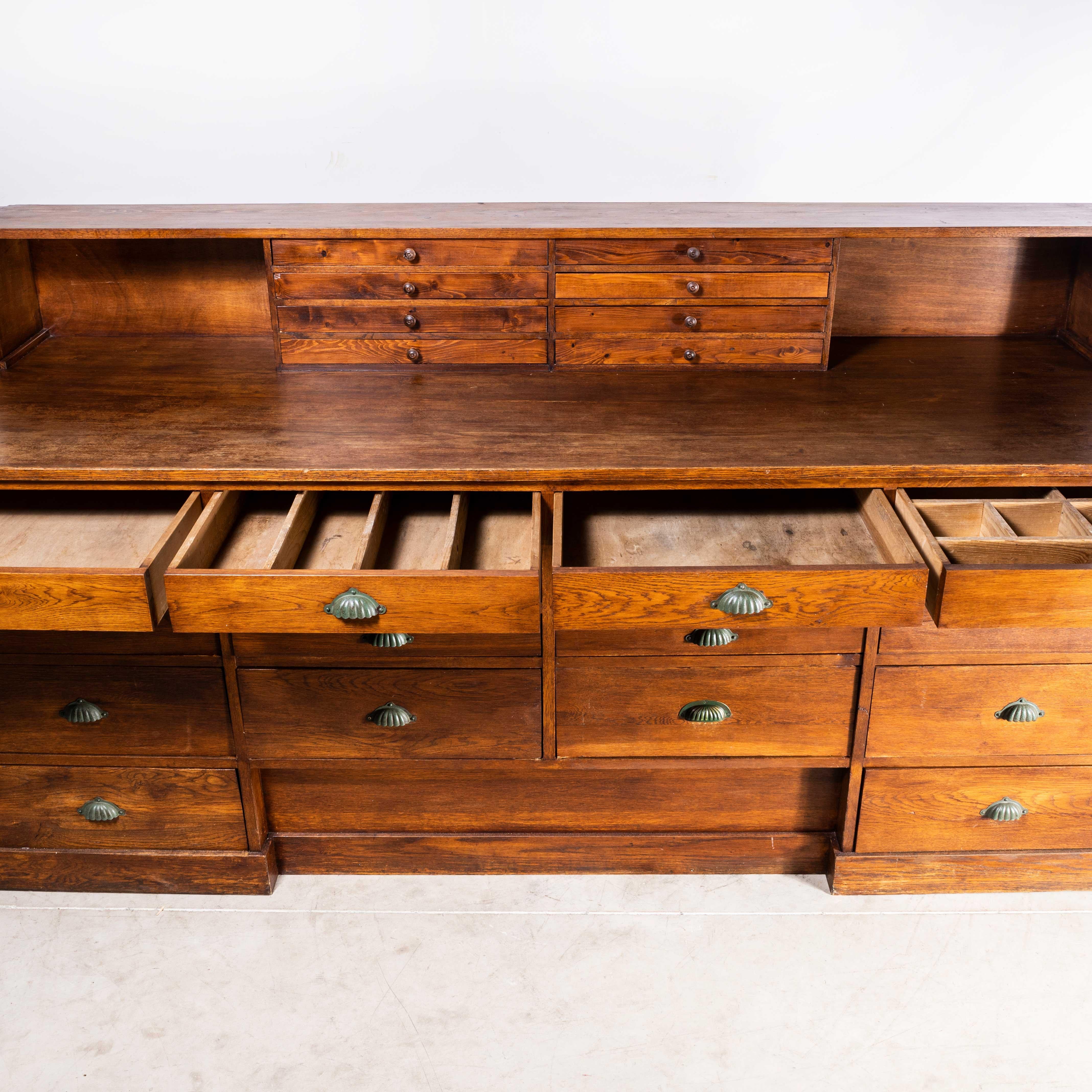 1930's Very Large Belgian Oak Jewellers Workshop Bank Of Drawers For Sale 9