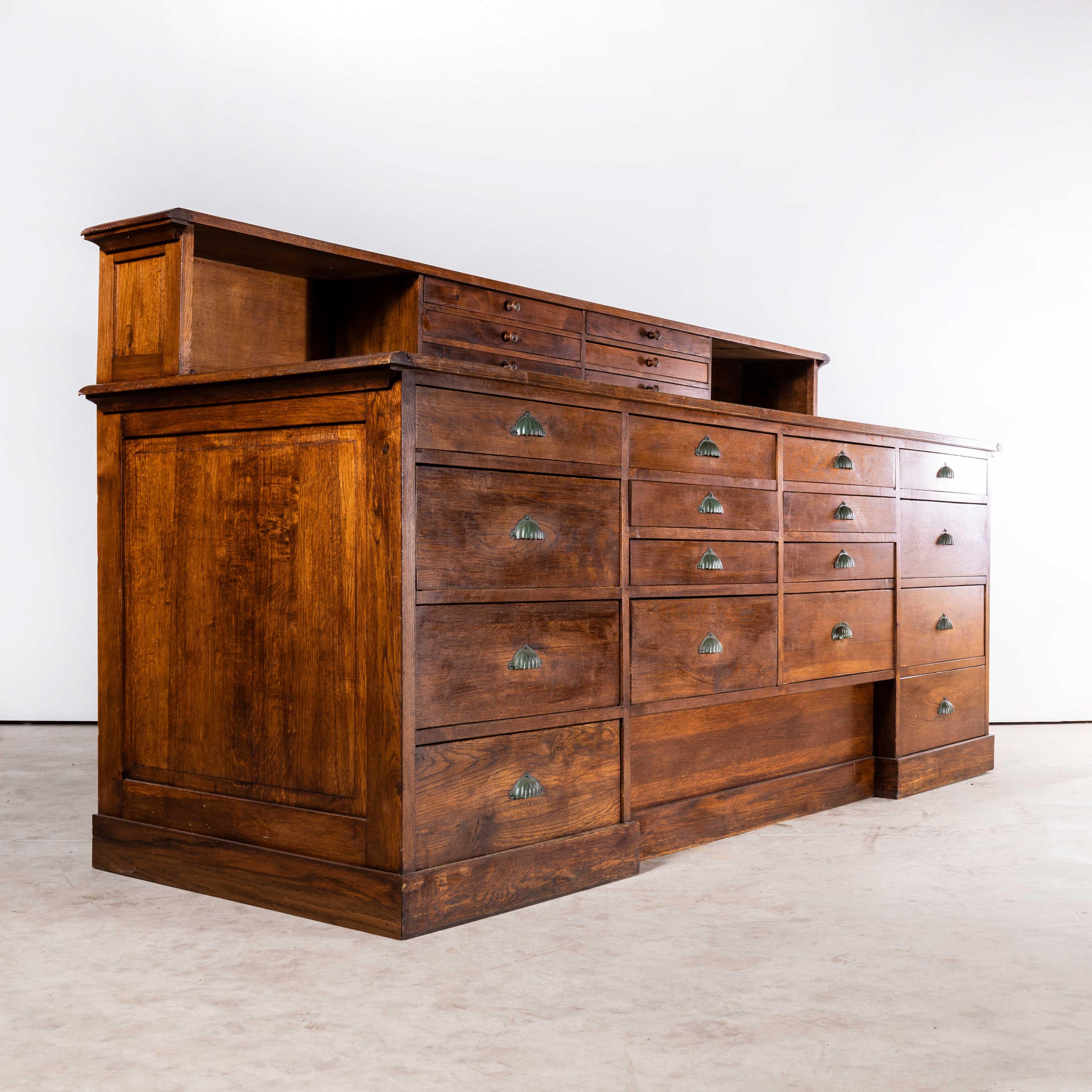1930’s Very Large Belgian Oak Jewellers Workshop Bank Of Drawers
1930’s Very Large Belgian Oak Jewellers Workshop Bank Of Drawers. Sourced in Belgium this is an exceptional very large and substantial jewellers workshop cabinet. Made entirely of oak