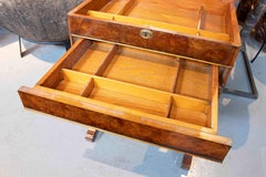 1930s Victorian Burl Wood Dressing Table with Compartments and Mirror
