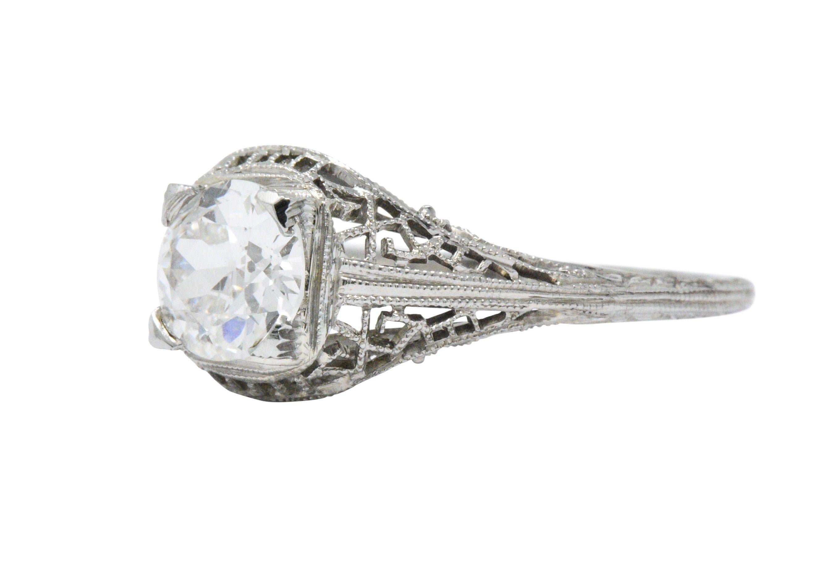Art Deco 1.06 CTW Diamond 18 Karat White Gold Engagement Ring GIA  1