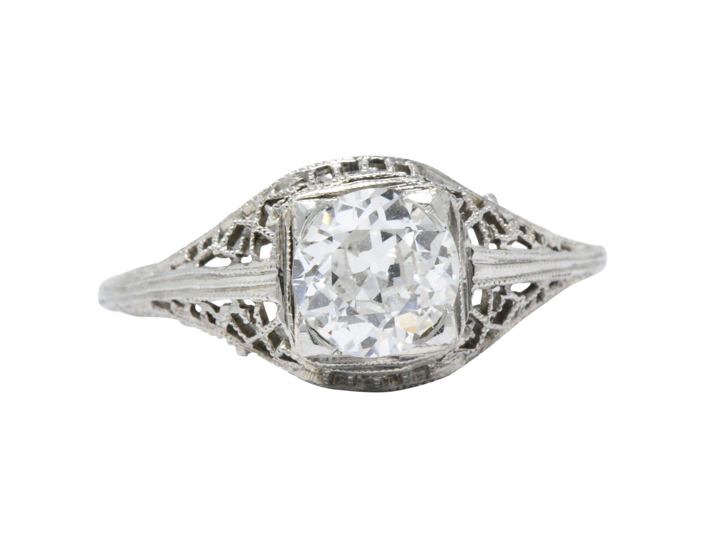 Art Deco 1.06 CTW Diamond 18 Karat White Gold Engagement Ring GIA  2
