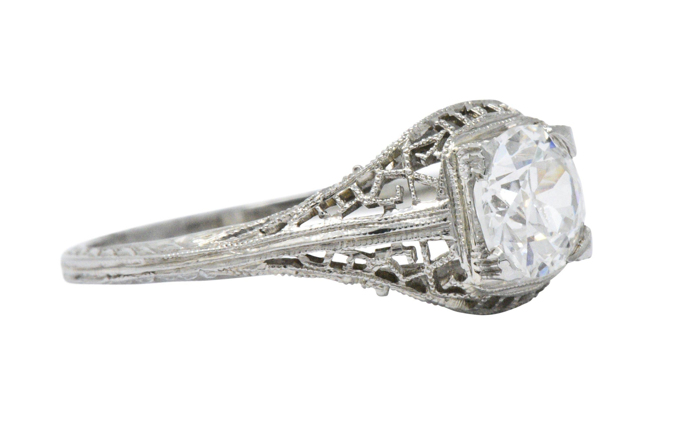 Art Deco 1.06 CTW Diamond 18 Karat White Gold Engagement Ring GIA  3
