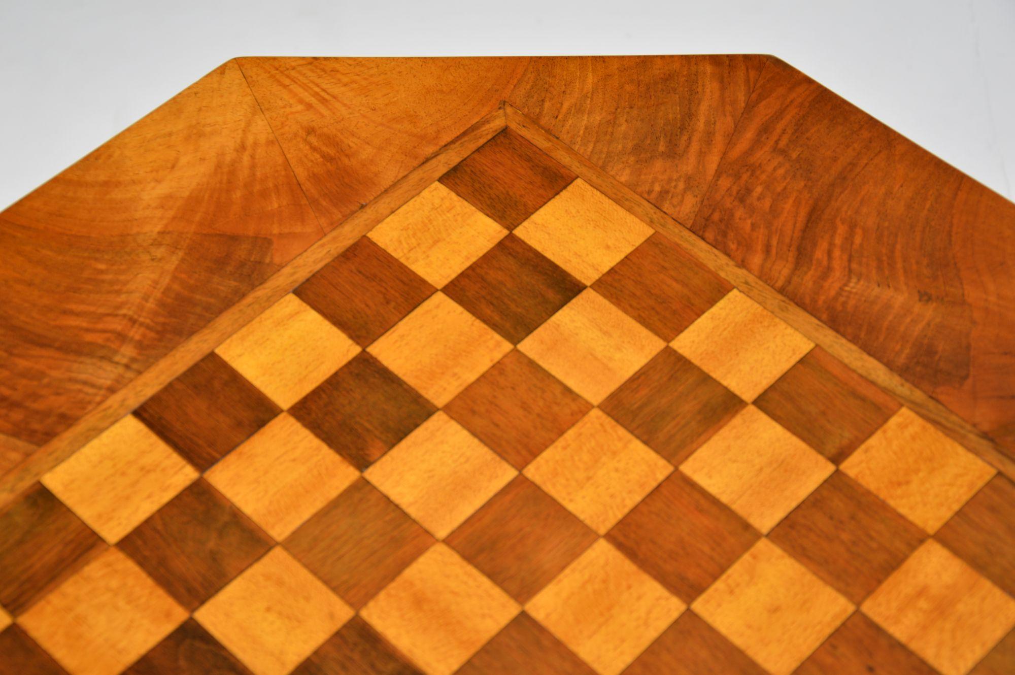 Walnut 1930's Vintage Art Deco Chess / Coffee Table