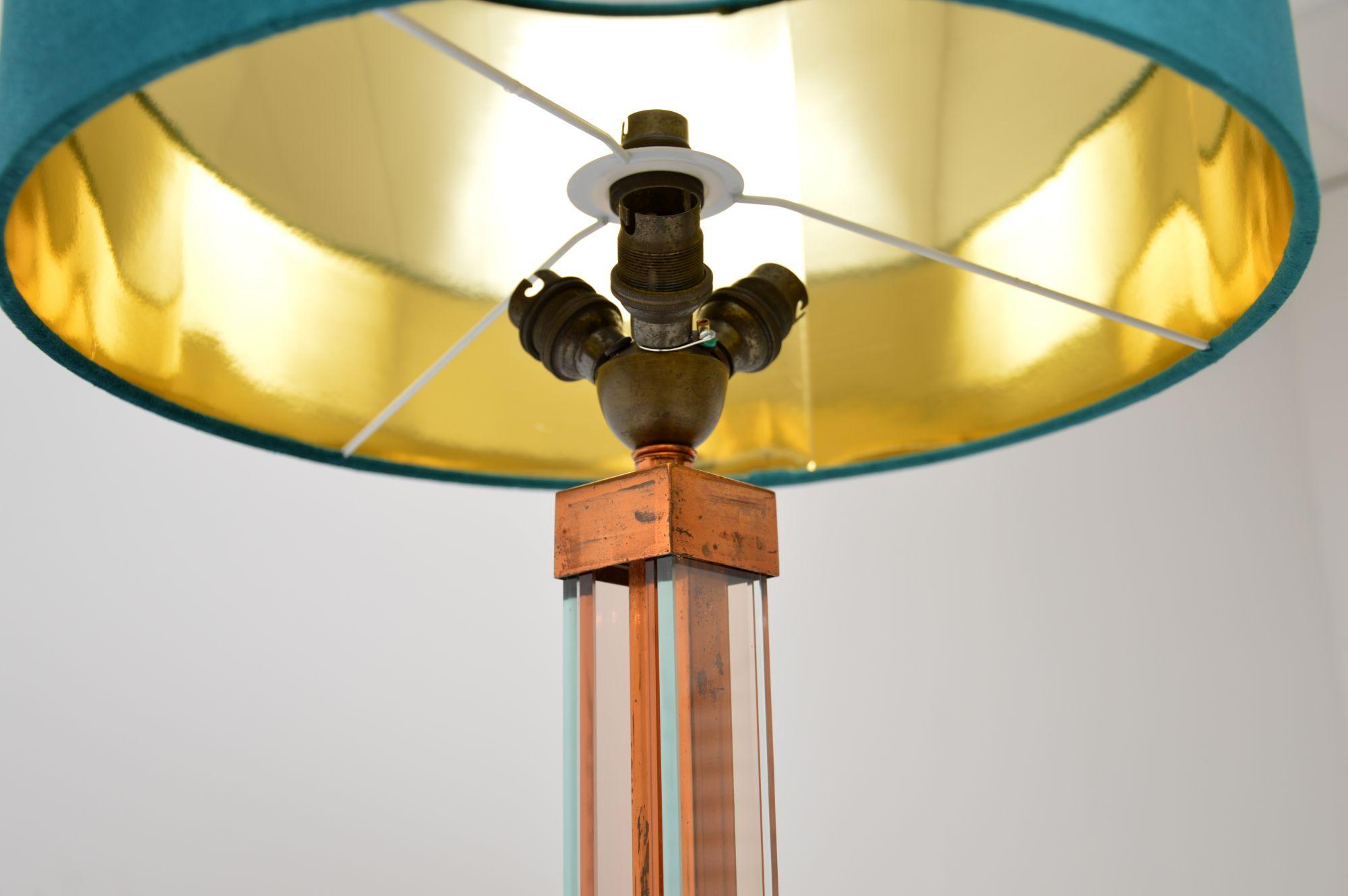 British 1930's Vintage Art Deco Copper Floor Lamp