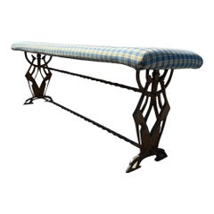 1930s Vintage Art Deco Iron Bench Dogs in Brass Color