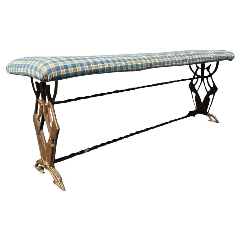 1930s Vintage Art Deco Iron Bench Dogs in Brass Color For Sale