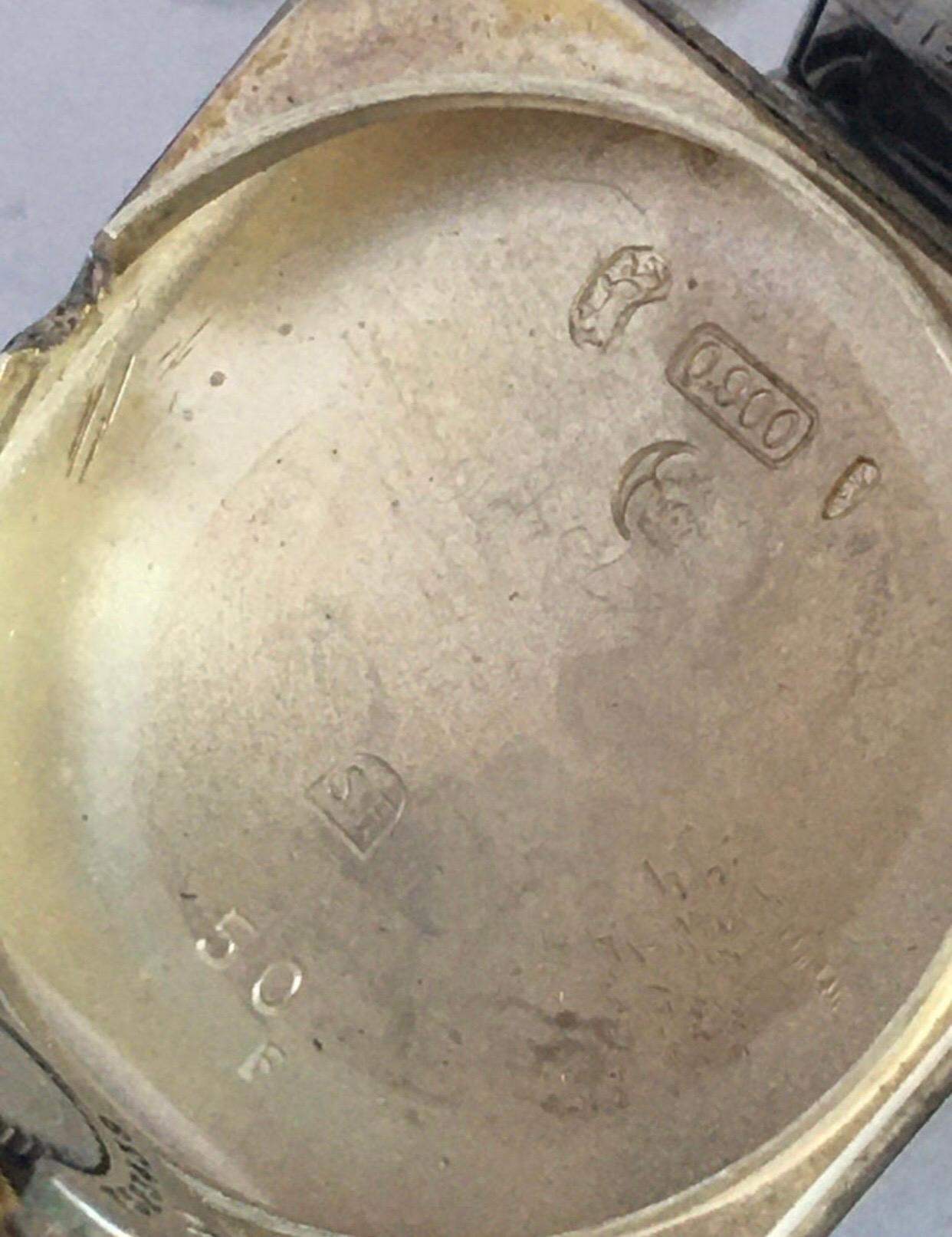 1930s Vintage Art Deco Silver Omega Hand-Winding Watch For Sale 3