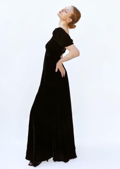 1930's Vintage Black Velvet Gown