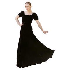 1930's Vintage Black Velvet Gown