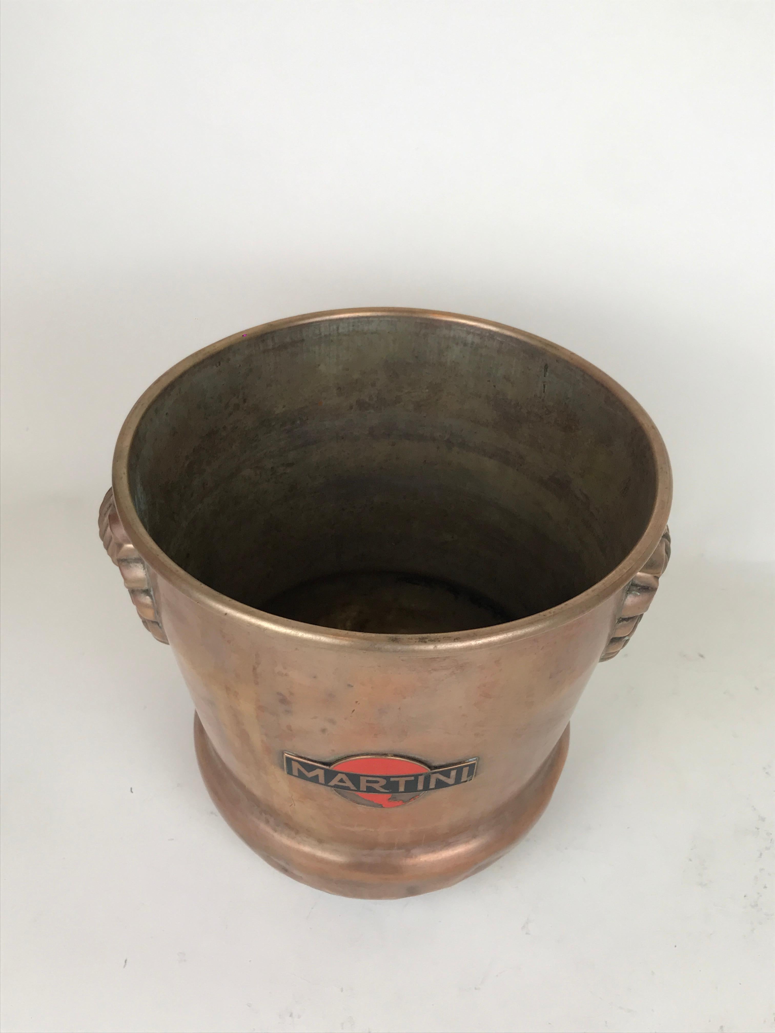1930s Vintage Brass Italian Ice Bucket Martini with Art Deco Reliefs Made 5