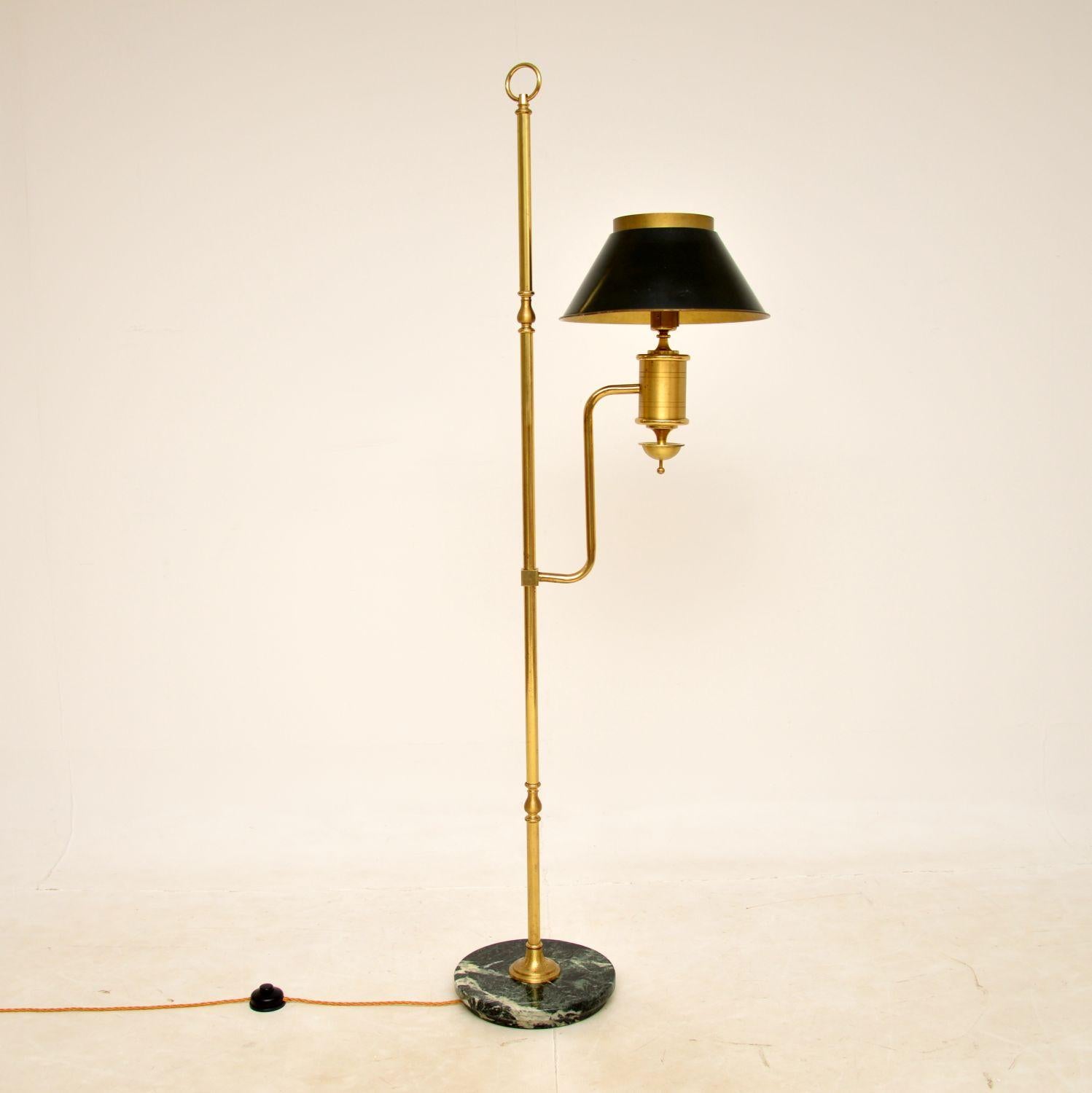 Mid-Century Modern 1930s Vintage Brass & Marble Floor Lamp For Sale