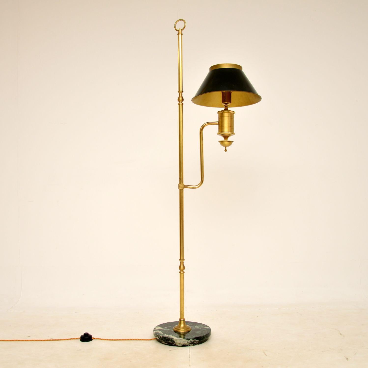 British 1930s Vintage Brass & Marble Floor Lamp For Sale