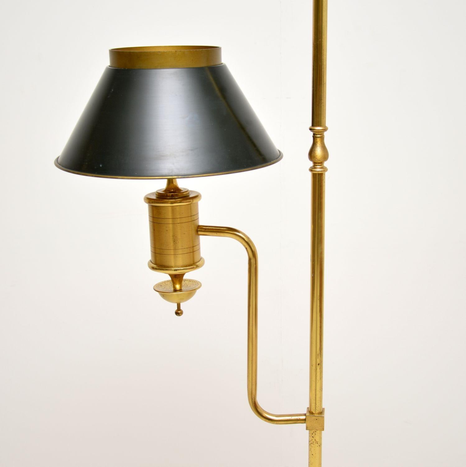 1930s Vintage Brass & Marble Floor Lamp In Good Condition For Sale In London, GB