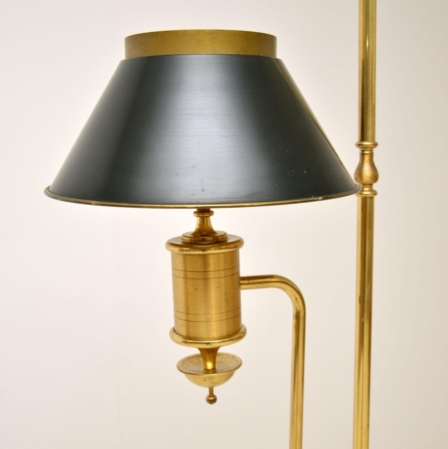 Mid-20th Century 1930s Vintage Brass & Marble Floor Lamp For Sale