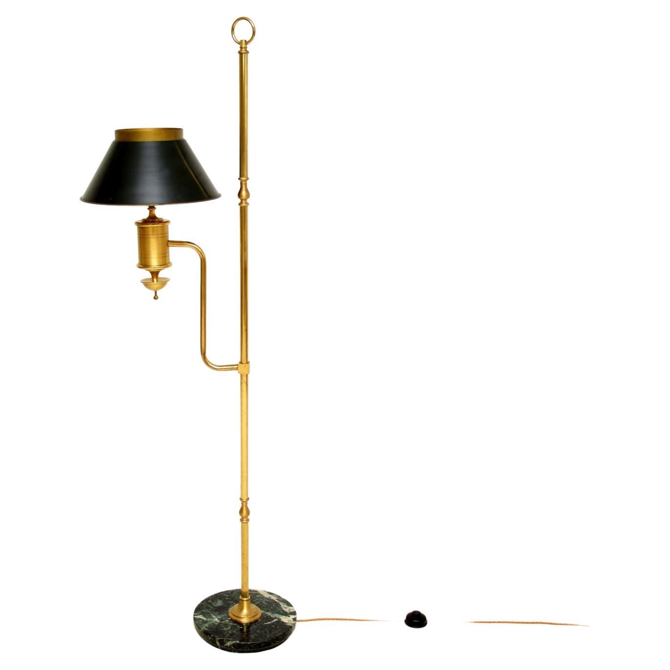 1930s Vintage Brass & Marble Floor Lamp For Sale