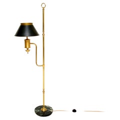 1930s Vintage Brass & Marble Floor Lamp