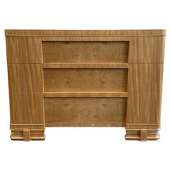 1930s Vintage Burled Wood Art Deco Dresser Credenza