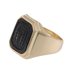 1930's Vintage Barnard College, Columbia University Seal Black Onyx Ring