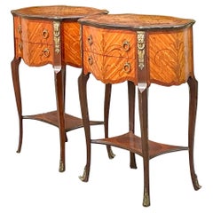 1930s Vintage Deco Inlay Nightstands - a Pair
