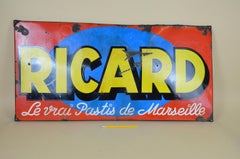 1930s Vintage French Enamel Metal Ricard Pastis Advertising Sign