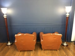 1930s Vintage French Moustache Back Club Chairs, a Pair
