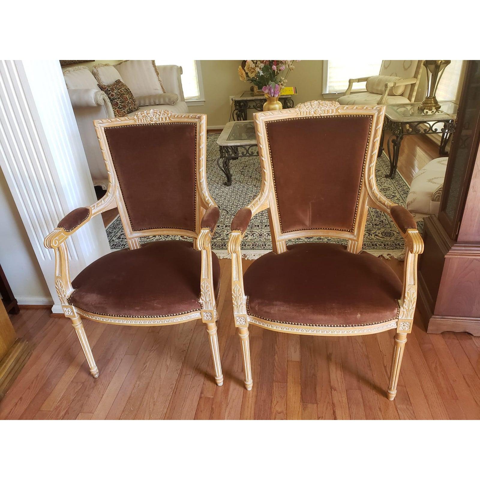 1930s Vintage Gustavian Style Swedish Empire Upholstered Armchairs, a Pair For Sale 5