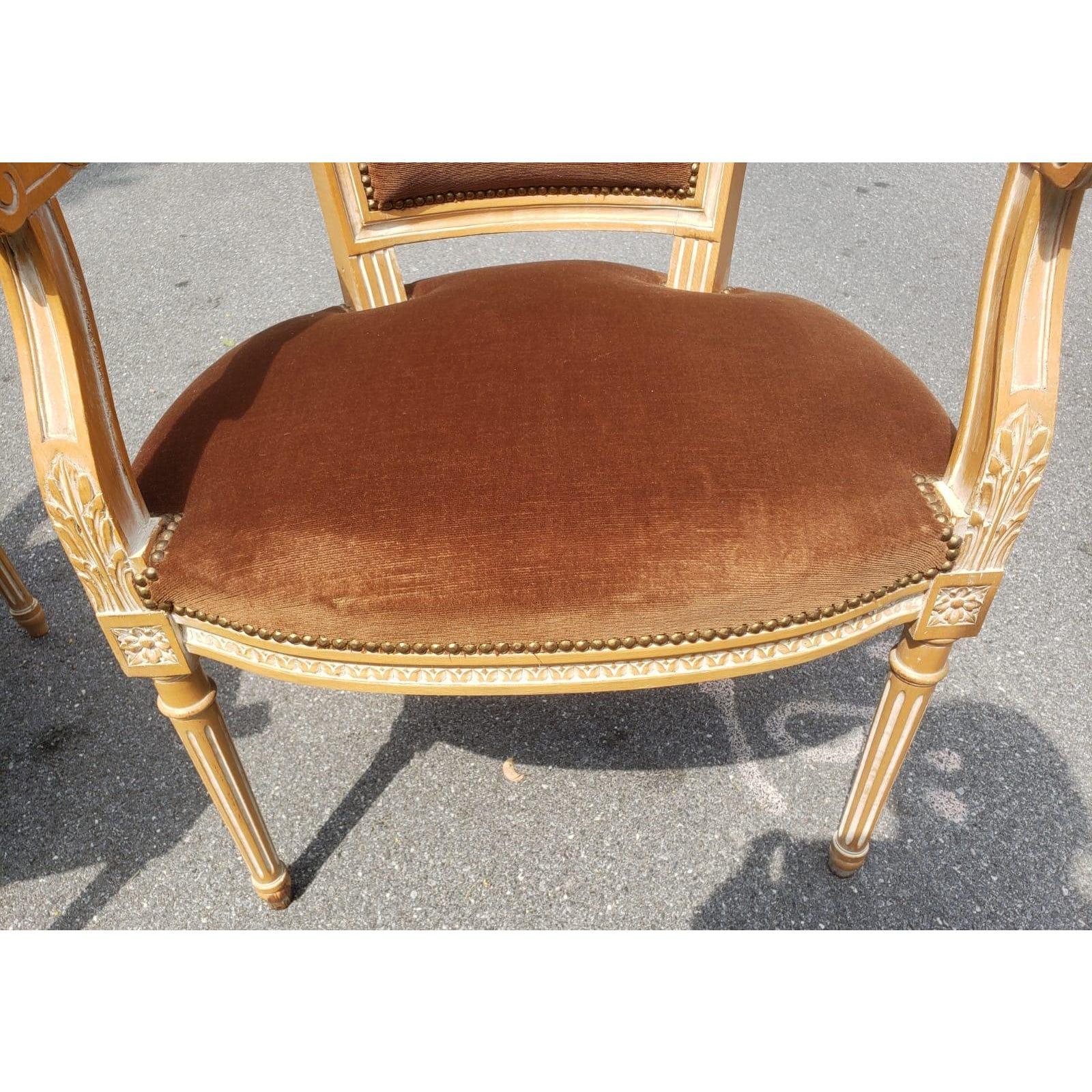 1930s Vintage Gustavian Style Swedish Empire Upholstered Armchairs, a Pair For Sale 1