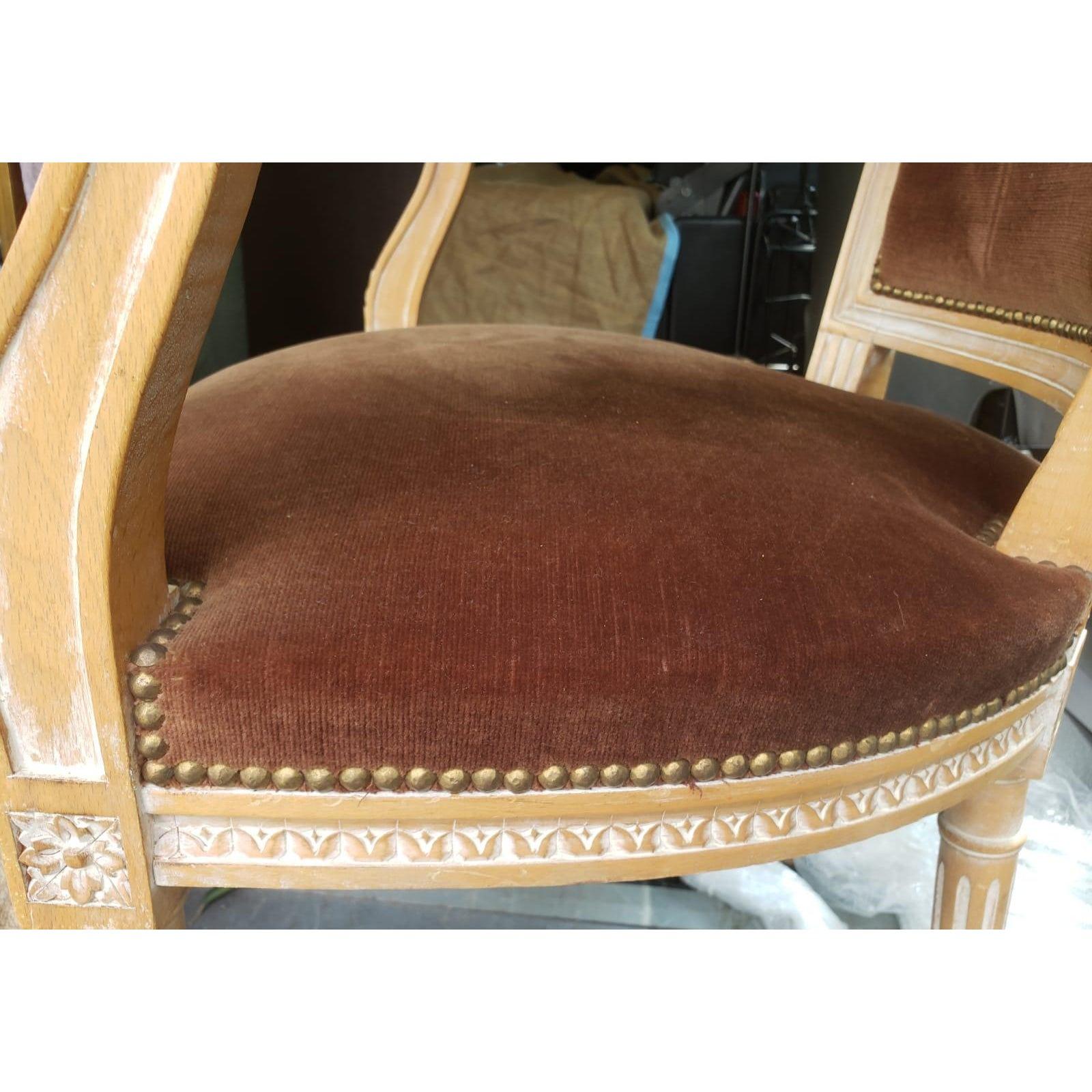 1930s Vintage Gustavian Style Swedish Empire Upholstered Armchairs, a Pair For Sale 3