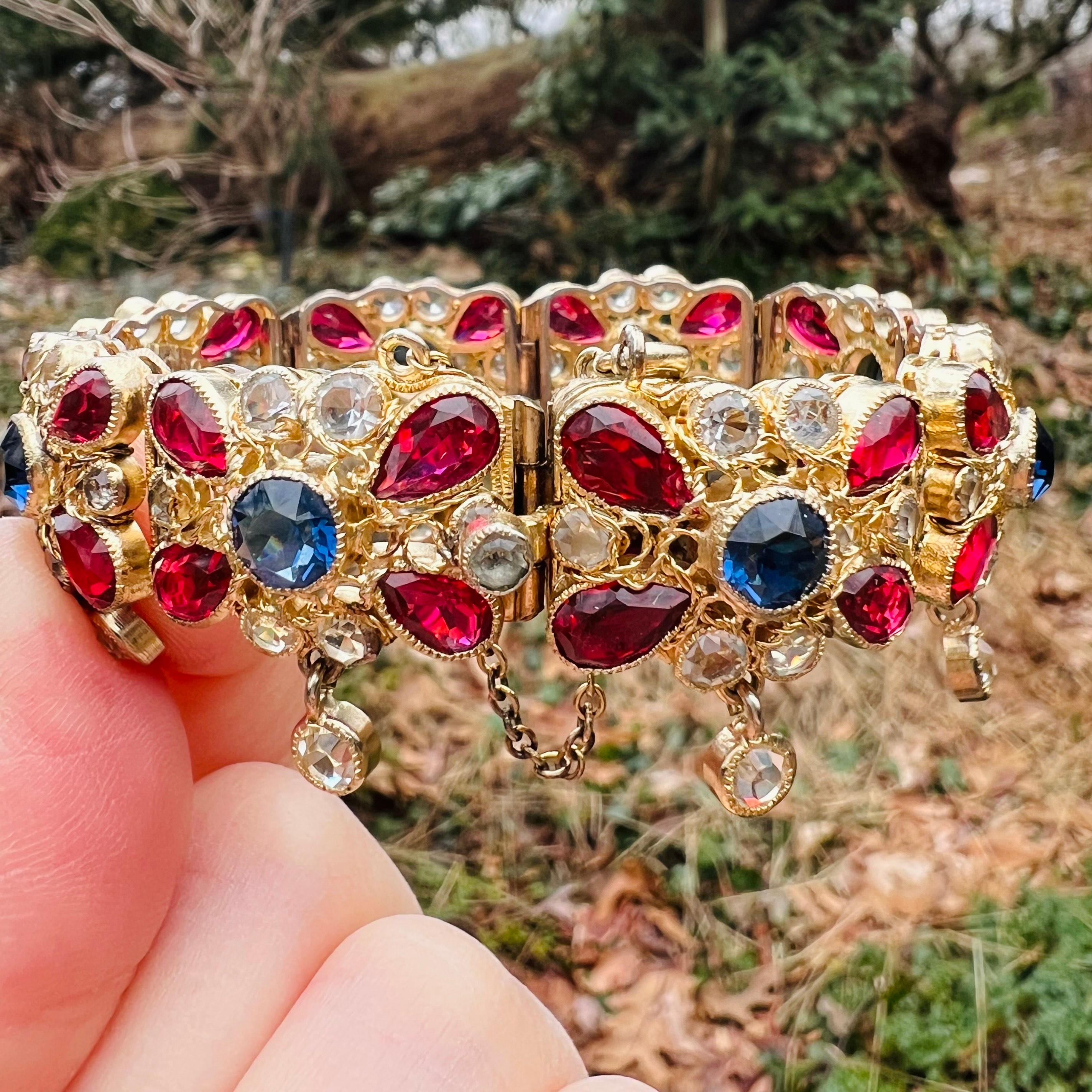 American 1930’s Vintage Hobé Bejeweled Bracelet Signed